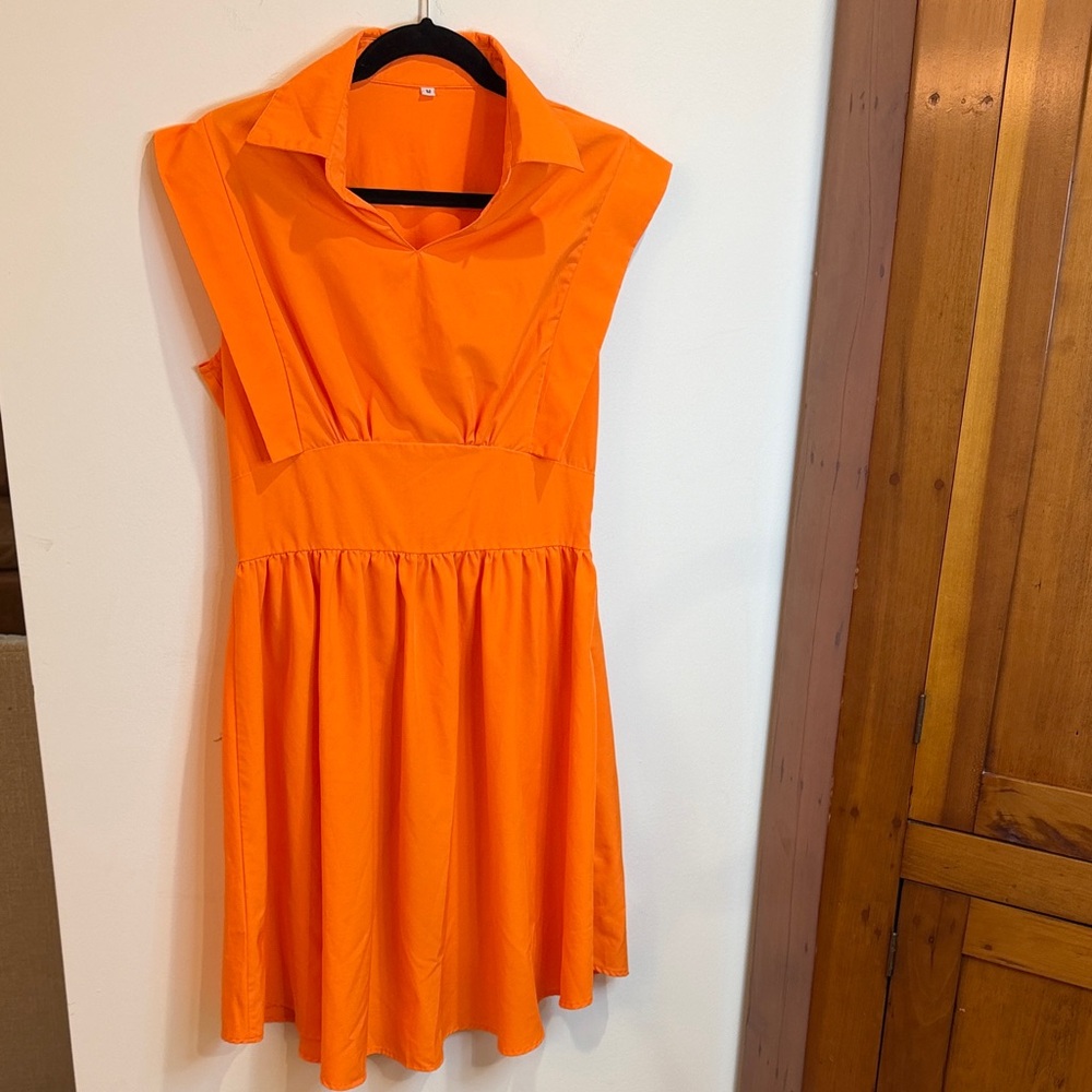 Women's Orange Collared Fit-and-Flare Midi Dress, UT Tennessee Volunteers - M